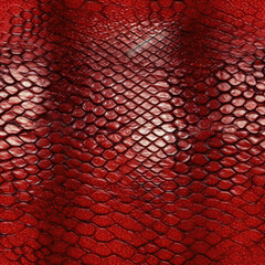 Red Snake Skin Texture Background. Seamless Background. Generative AI