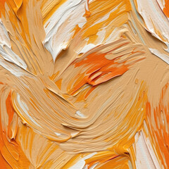 Pale Orange Color Oil Paint Strokes On Canvas. Seamless Background. Generative AI