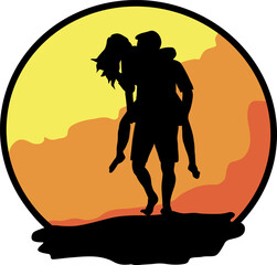 Naklejka premium vector silhouette romantic couple illustration design