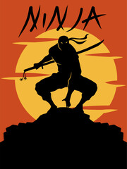 vector silhouette ninja illustration design © Riko