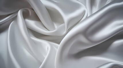 White satin silky cloth serves as a backdrop, featuring wavy folds and creases, providing ample copyspace. generative ai