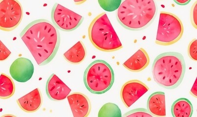 watermelon in watercolor style seamless pattern