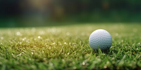 Obraz premium Golf ball on grass. Generative AI