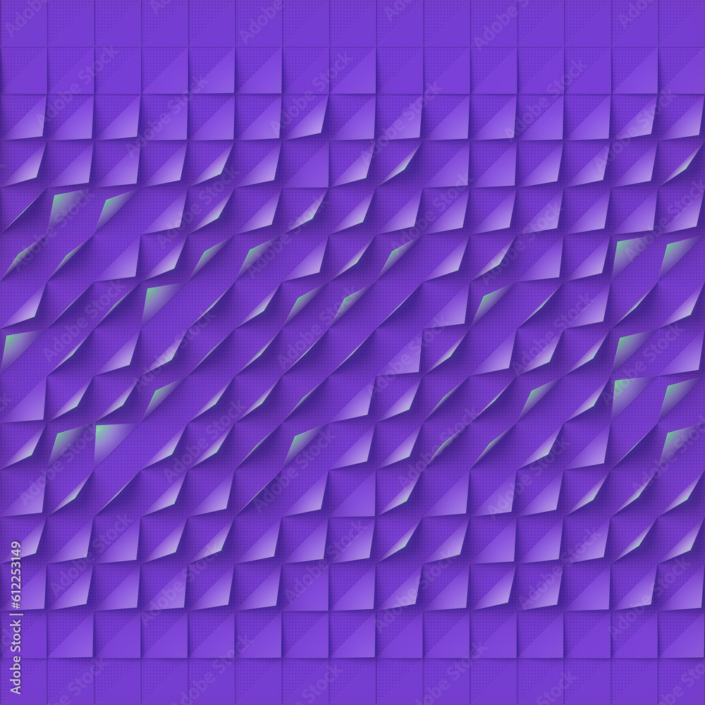 Poster Abstract geometric composition of triangular geometric figures in neon color. 3d rendering digital illustration