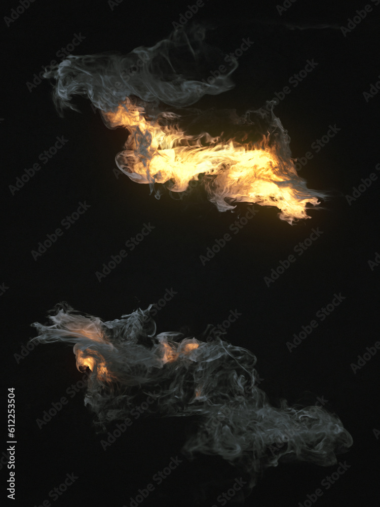 Poster twisting magical flames. 3d rendering digital illustration background
