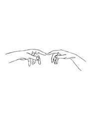 Continuous line drawing of hands couple trendy minimalist illustration. Vector illustration.