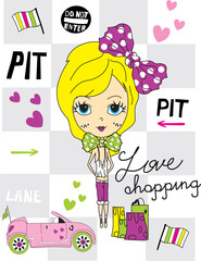 girl and letter print pattern