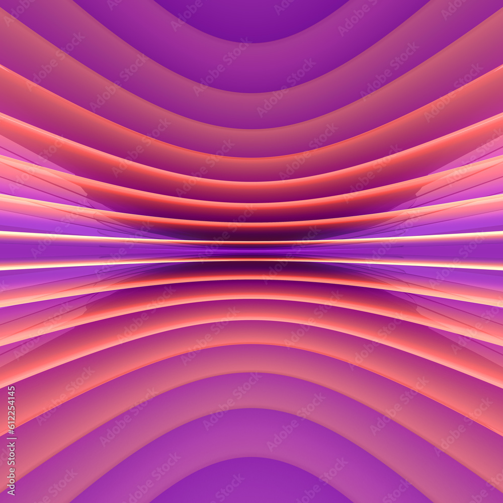 Poster Luminous background with violet stripes. Creativity gradient waves. 3d rendering digital illustration