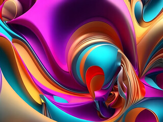 A vivid digital rendering in three dimensions of an abstract background with a shiny silk texture created with generative AI technology