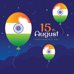 India independence day creative indian balloons flag background