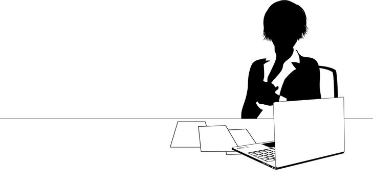 recommend clip art: News Anchor Business Woman at Desk Silhouette