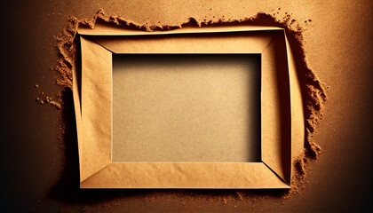 Old paper background, coffee color old brown paper grunge abstract frame, Generative AI