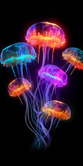 Colorful Cute Jellyfish AI Generated
