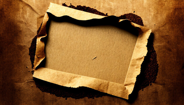 Old paper background, coffee color old brown paper grunge abstract frame, Generative AI