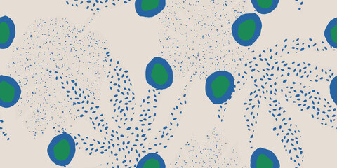Modern minimal abstract tropical leaves pattern. Cute polka dot seamless pattern. Hand drawn unique print. - 612257704