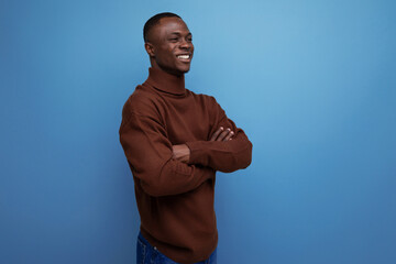 close-up of a handsome young smiling african guy with kind eyes