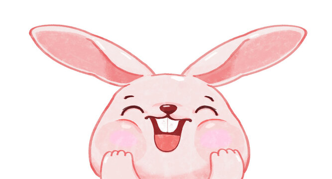 웃고있는 핑크 토끼