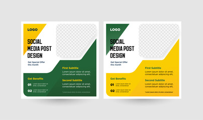 Nature colors Green, Yellow, and White Social Media Templates for Organic Brands