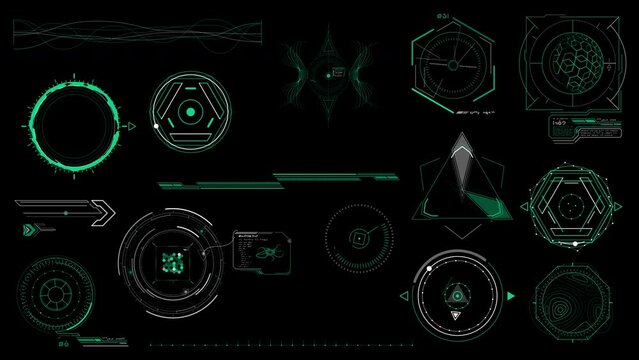 A set of HUD elements in sci-fi style on the alpha channel.