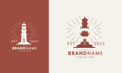 Lighthouse Design Element in Vintage Style for Logo or Badge Retro vector illustration. Vector illustration.