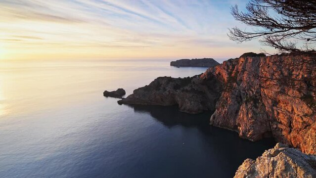 Beautiful morning light at the coastline of Mediterranean Sea (Costa Brava, Parc Natural del Montgrí, les Illes Medes i el Baix Ter)
