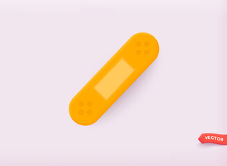 3D sticking plaster icon on a white background. Medicine plaster strips for first aid, pain, pharmacy, accident, surgery.