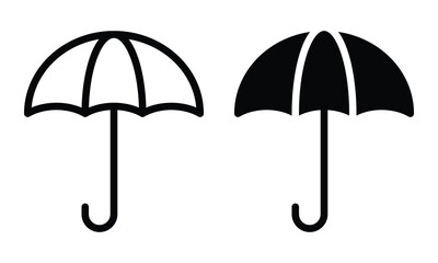 Umbrella icon with outline and glyph style.