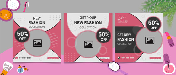 New fashion collection discount offer price only young lady top 5 supper fashion design element for young women free home delivery women only buy one get one social media post idea template 2023.  