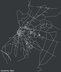 Detailed hand-drawn navigational urban street roads map of the AUXONNE QUARTER of the French city of DIJON, France with vivid road lines and name tag on solid background