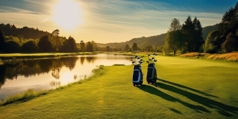 Golf course landscape. Generative AI