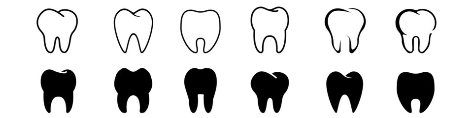 Tooth vector icon set. dentist illustration sign collection. 
