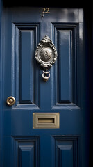 close up British blue door