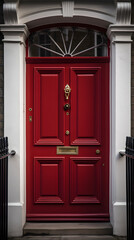 close up British red door