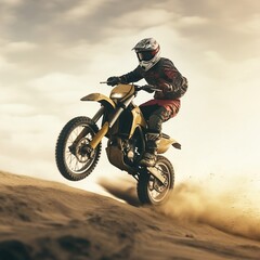 Fototapeta na wymiar Motocross Rider on a Motorcycle