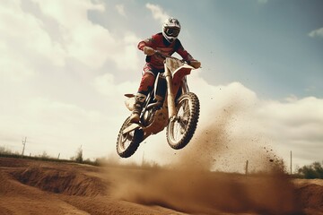 Fototapeta na wymiar Motocross Rider on a Motorcycle