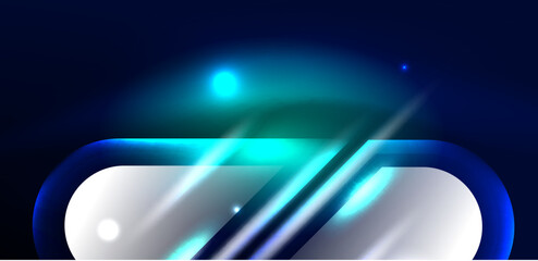Abstract background glowing neon light geometric shapes. Space cosmic or magic energy vector wallpaper For Wallpaper, Banner, Background, Card, Book Illustration, landing page
