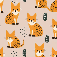 cute simple bobcat pattern, cartoon, minimal, decorate blankets, carpets, for kids, theme print design
