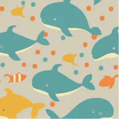 Afwasbaar Fotobehang Walvis cute simple dolphin pattern, cartoon, minimal, decorate blankets, carpets, for kids, theme print design 
