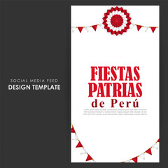 Vector illustration of Peru Independence Day 28 July social media story feed mockup template