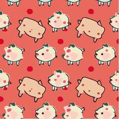 cute simple peking pork pattern, cartoon, minimal, decorate blankets, carpets, for kids, theme print design
