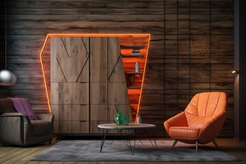 Modern interior wooden cabinet design. Generate Ai