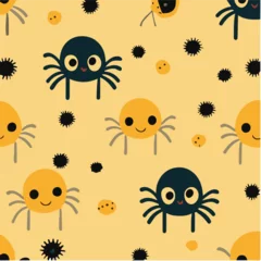 Fotobehang cute simple spider pattern, cartoon, minimal, decorate blankets, carpets, for kids, theme print design  © le