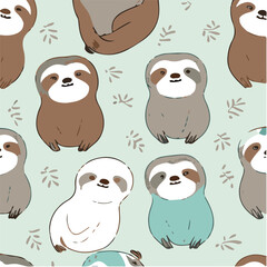 cute simple sloth pattern, cartoon, minimal, decorate blankets, carpets, for kids, theme print design
