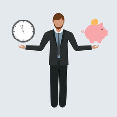 business concept about time and money business man character vector illustration EPS10