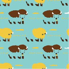 cute simple bison pattern, cartoon, minimal, decorate blankets, carpets, for kids, theme print design

