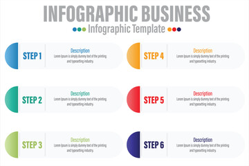 6 Steps, six 6 option Paper note shape elements with steps,road map,options,milestone,timeline,processes or workflow.Business data visualization.Creative step infographic template for presentation.