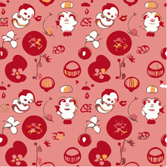 cute simple chinese new year pattern, cartoon, minimal, decorate blankets, carpets, for kids, theme print design
