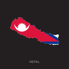 Nepal map and flag. Detailed silhouette vector illustration