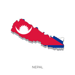 Nepal map and flag. Detailed silhouette vector illustration