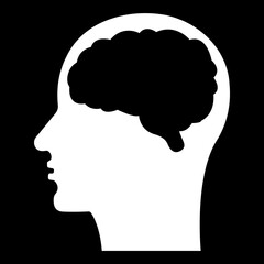 Head and brain in flat style. Transparent background.